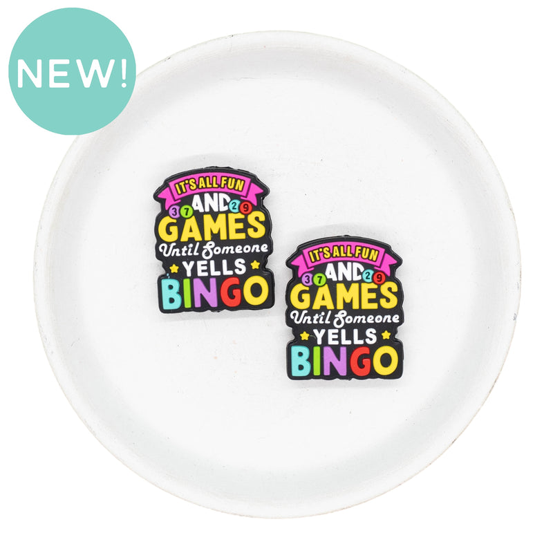 It's All Fun and Games Until Someone Yells Bingo Silicone Focal Bead 31x25mm (Package of 2)