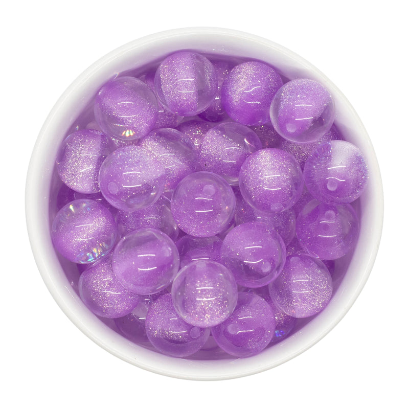 Lilac Color Core Glitter Illusion Beads 16mm (Package of 10)