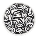 Black Swirl Printed Silicone Beads 15mm (Package of 10)