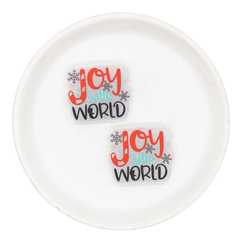 Joy to the World Glitter Silicone Focal Bead 26x31mm (Package of 2)