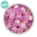 Transparent w/Double Color Glitter Barely Pink and Thistle Beads 16mm (Package of 10)