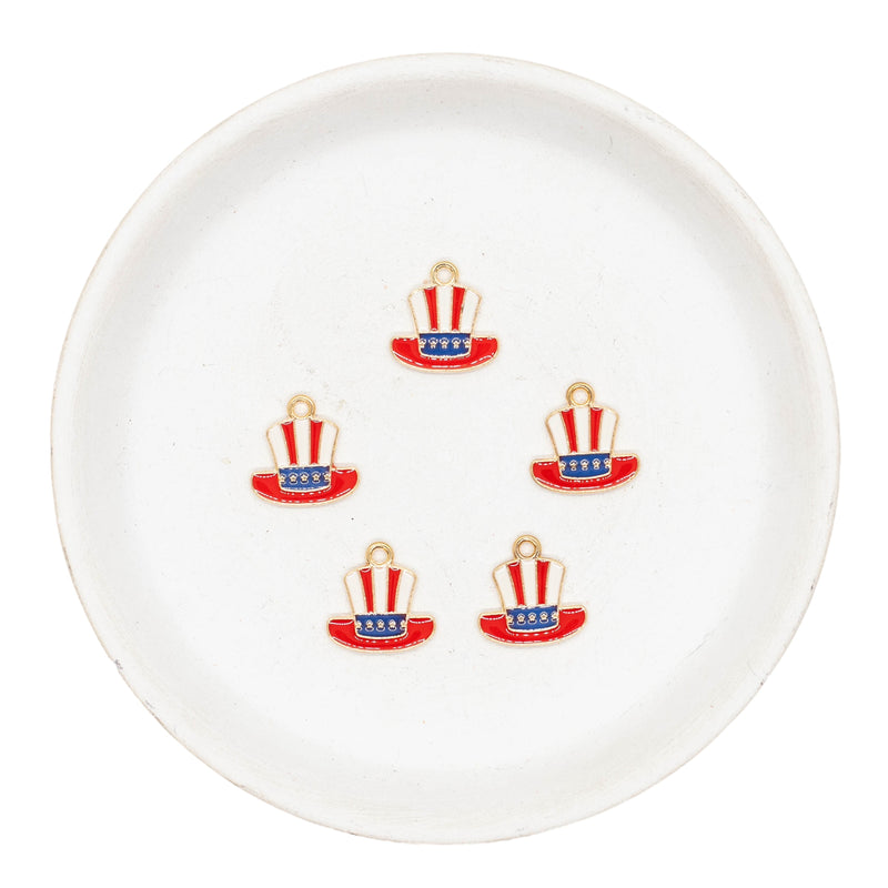 Uncle Sam's Hat Enamel Charm 15mm (Package of 5)