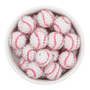 Clear Rhinestone on Baseball Printed Beads 20mm (Package of 10)