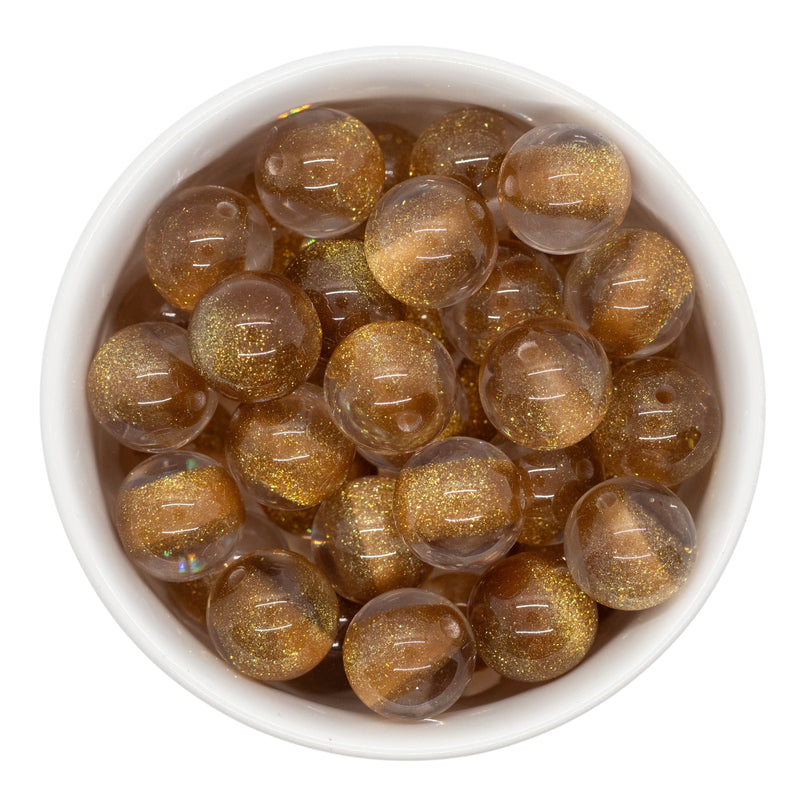 Copper Color Core Glitter Illusion Beads 16mm (Package of 10)