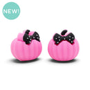 3-D Pink Pumpkin w/Black Polka Dot Bow Silicone Focal Bead 21x22x21mm (Package of 2)