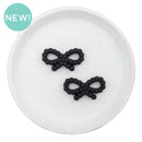 Black Dotted Bow Silicone Focal Bead 34x19mm (Package of 2)