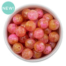 Orange & Pink Liquid Marble Effect w/Shimmer Bead 16mm (Package of 10)