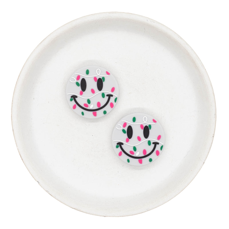 Smiley Face Christmas Lights Silicone Focal Bead 27mm (Package of 2)