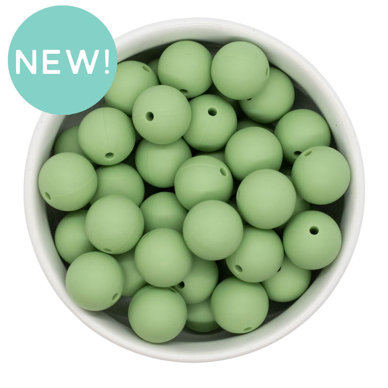 Moss Green Silicone Beads 15mm (Package of 10)