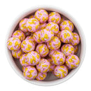 Pencil Bow Printed Silicone Beads 15mm (Package of 10)