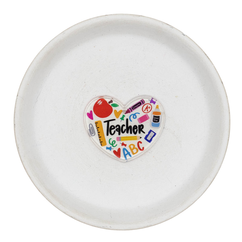 Transparent Background Teacher Supply Heart Acrylic Accent w/Hole 40x33mm (Package of 1)
