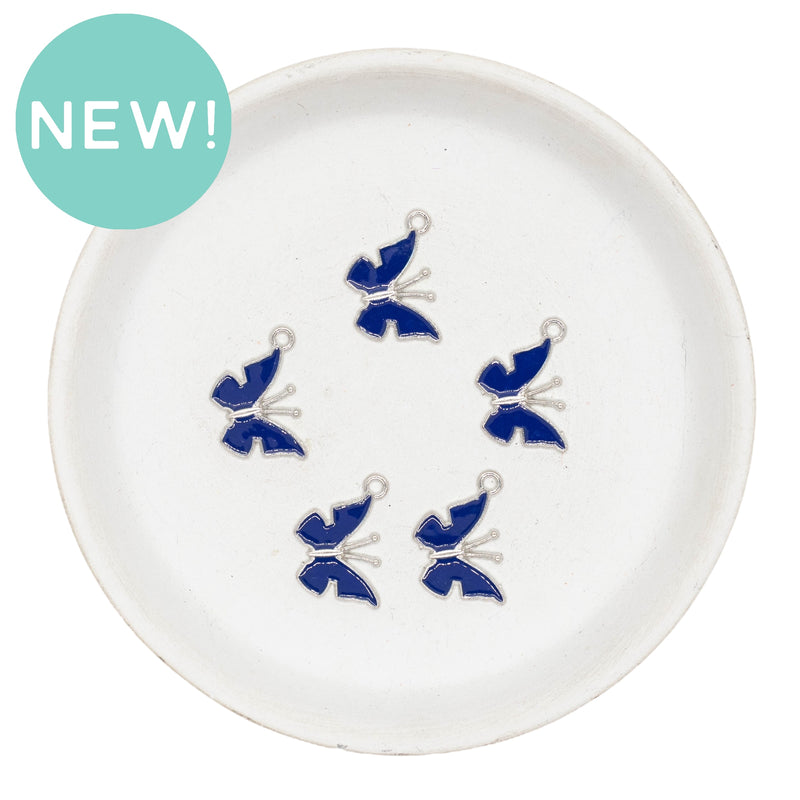 Blue Butterfly Enamel Charm 21x14mm (Package of 5)