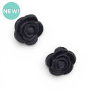 3-D Black Rose Silicone Focal Bead 20mm (Package of 2)
