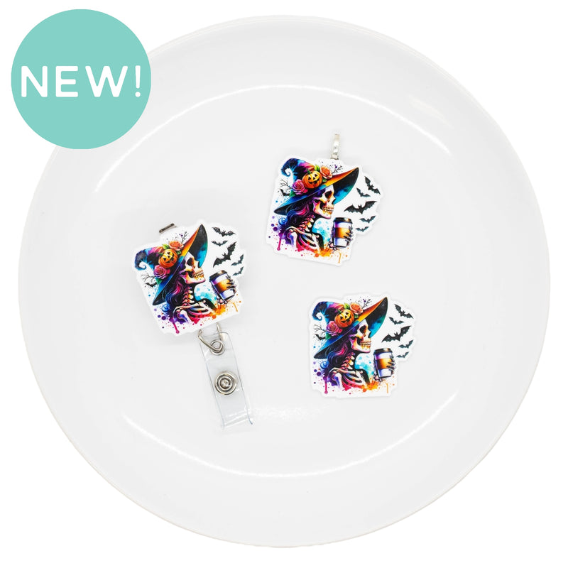 Multicolor Skeleton Witch w/Coffee Acrylic Accent 41x42mm (Package of 1)