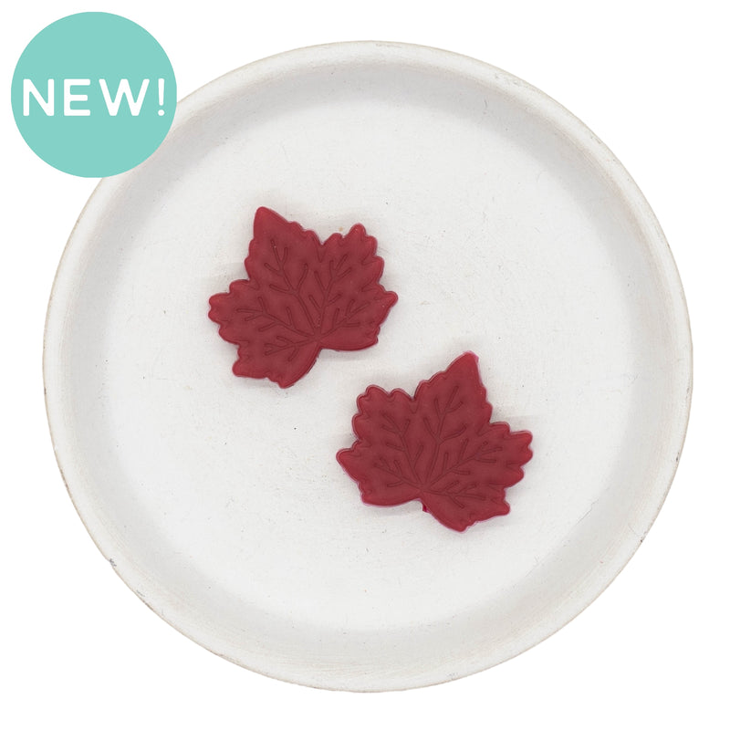 Burgundy Maple Leaf Silicone Focal Bead 28x30mm (Package of 2)