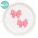 3-D Pink Glitter Bow Silicone Focal Bead 26x34x10mm (Package of 2)