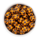 Black & Orange Plaid Beads 16mm (Package of 10)