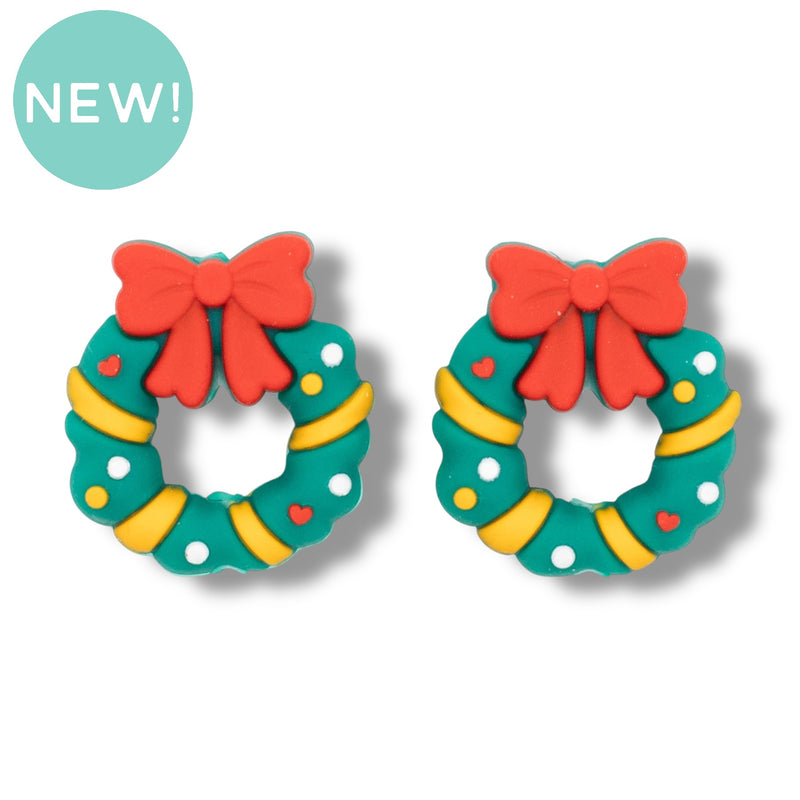3-D Wreath Silicone Focal Bead 28x25x10mm (Package of 2)
