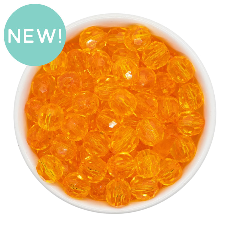Tangerine Translucent Facet Beads 12mm (Package of 20)