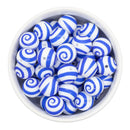 Royal Blue Swirl Printed Silicone Beads 15mm (Package of 10)