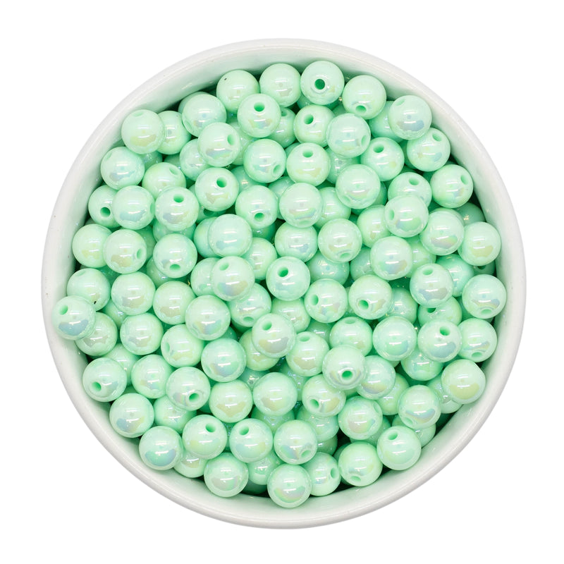Pistachio Solid Iridescent Beads 8mm (Package of Approx. 50 Beads)