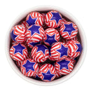 Blue Star Over Red Stripe Overlay Printed Beads 20mm (Package of 10)