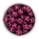 Black & Hot Pink Plaid Beads 16mm (Package of 10)