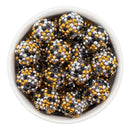 Black, Silver & Gold Confetti Rhinestone Beads 20mm (Package of 10)