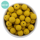 Mustard Solid Spiral 15mm Silicone Beads (Package of 10)