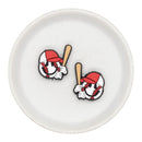 Baseball Smiley w/Bat Silicone Focal Bead 31x27mm (Package of 2)