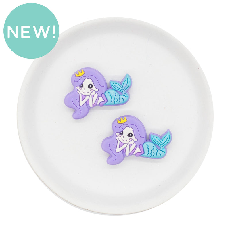 Purple & Azure Mermaid Silicone Focal Bead 26x37mm (Package of 2)