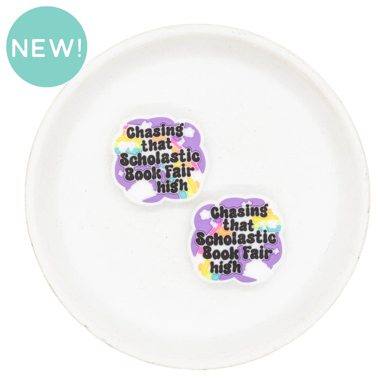 Chasing That Scholastic Book Fair High Silicone Focal Bead 28x30mm (Package of 2)