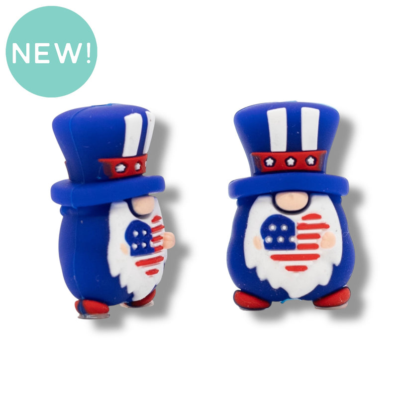 3-D Patriotic Gnome Silicone Focal Bead 31x19x16mm (Package of 2)