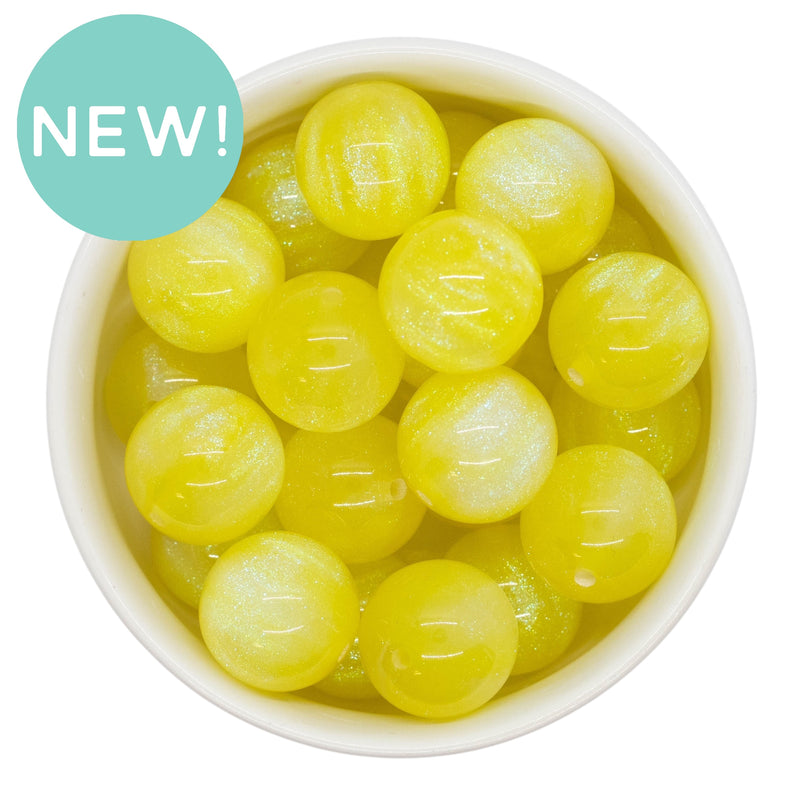 Yellow Cosmic Glitter Beads 20mm (Package of 10)