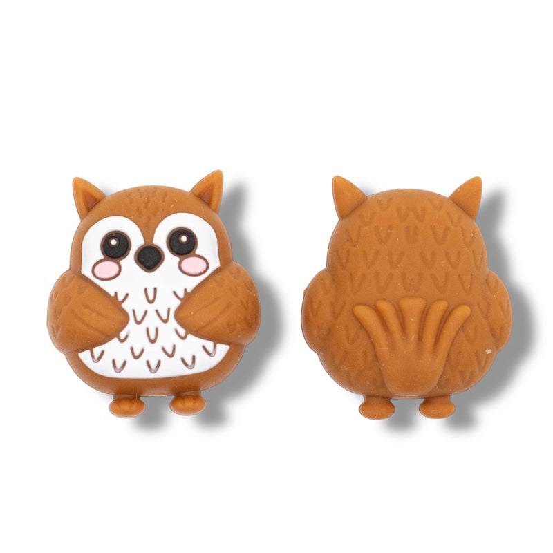 3-D Owl Silicone Focal Bead 30x26x16mm (Package of 2)