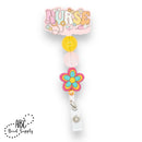 Hot Pink Base Retro Flower Silicone Focal Bead 30mm (Package of 2)