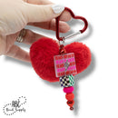 Fuzzy Heart w/Heart Carabiner Beadable Keychains (Package of 1)
