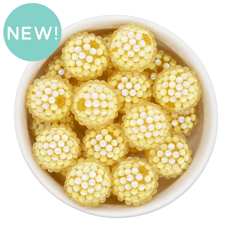 Pale Yellow Pebbled Illusion Rhinestone Beads 20mm (Package of 5)
