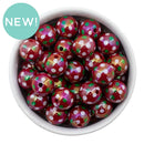 Iridescent Red Base Christmas Polka Dot Beads 16mm (Package of 10)