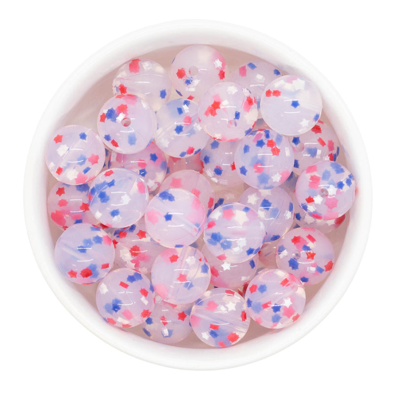Patriotic Star Confetti Jelly Silicone Beads 15mm (Package of 10)