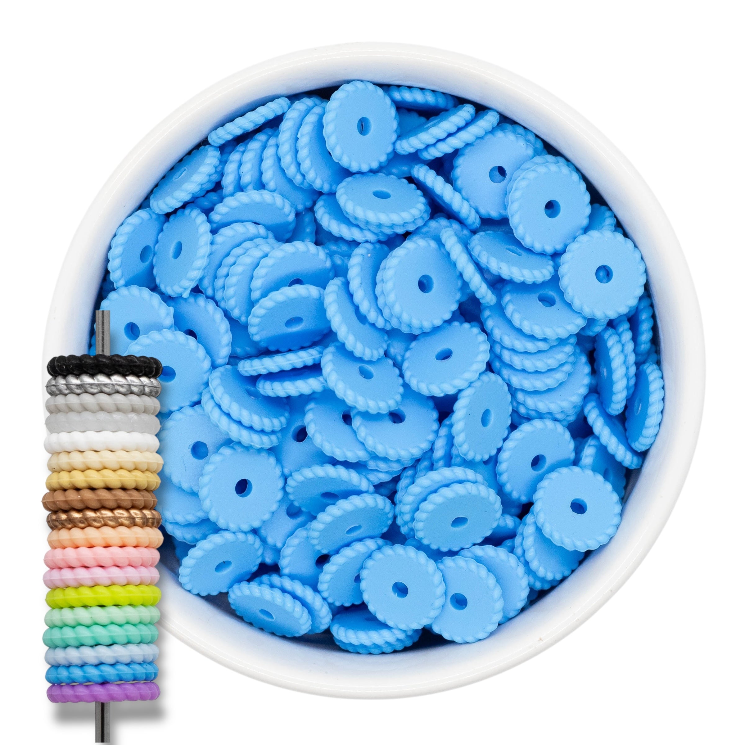 Azure Ropes Azure Rope Edge Silicone Spacer Beads 12x2mm (Package of 20)