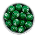 Green Etched Snowflake Beads 20mm (Package of 10)