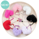 Fuzzy Heart w/Heart Carabiner Beadable Keychains (Package of 1)
