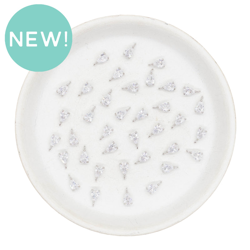 Bitty Clear Crystal Drop Charm 8x5mm (Package of 5)