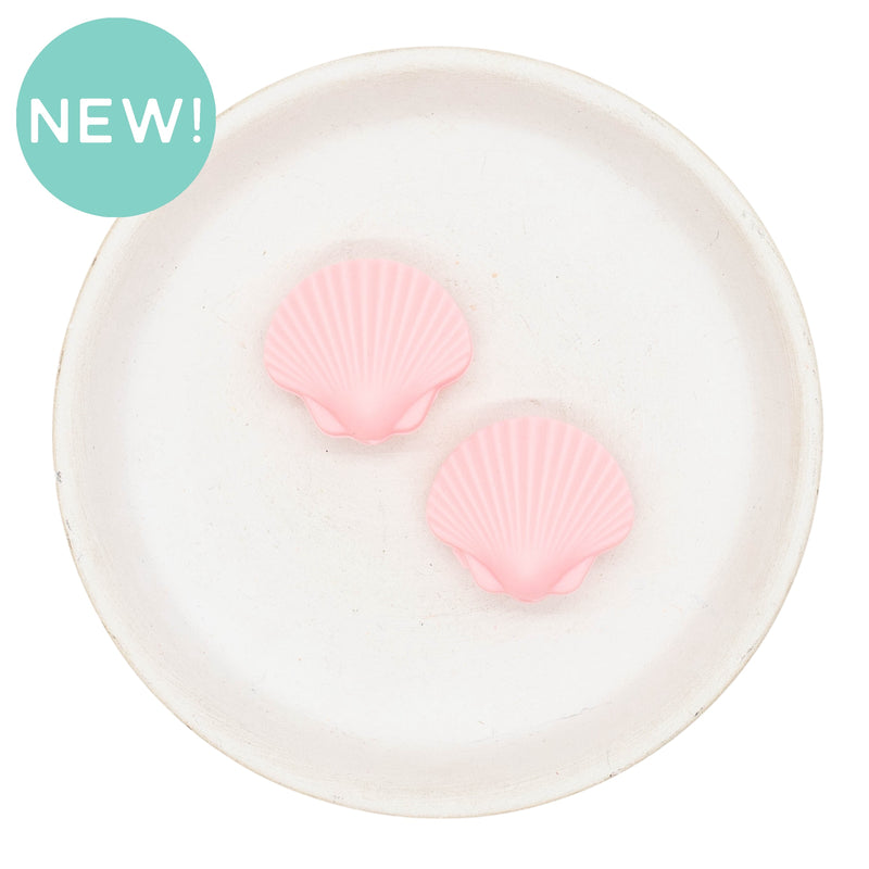 Pink Seashell Silicone Focal Bead 27x24mm (Package of 2)