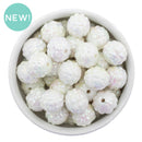 White Iridescent Oblong Multifaceted 16x17mm (Package of 10)