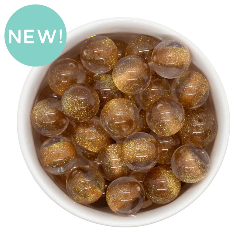 Copper Color Core Glitter Illusion Beads 16mm (Package of 10)