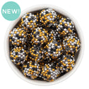 Black, Silver & Gold Confetti Rhinestone Beads 20mm (Package of 10)