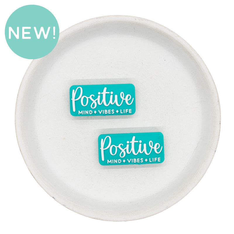 Positive Mind + Vibes + Life Silicone Focal Bead 16x33mm (Package of 2)