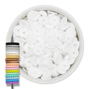 Pure White Rope Edge Silicone Spacer Beads 12x2mm (Package of 20)